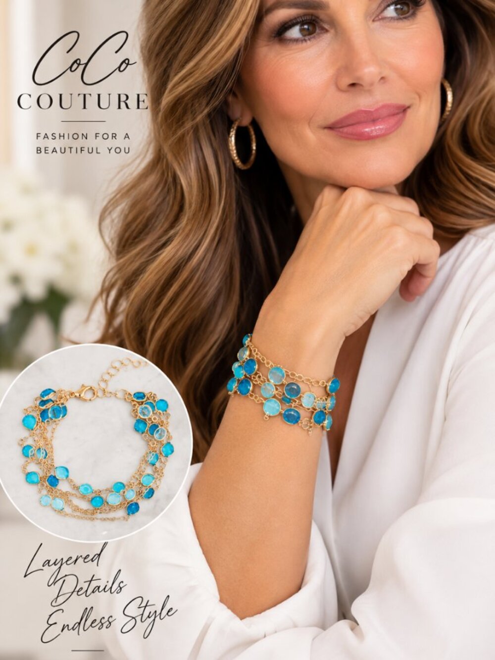 613979 Glass Blue Multi Bracelet